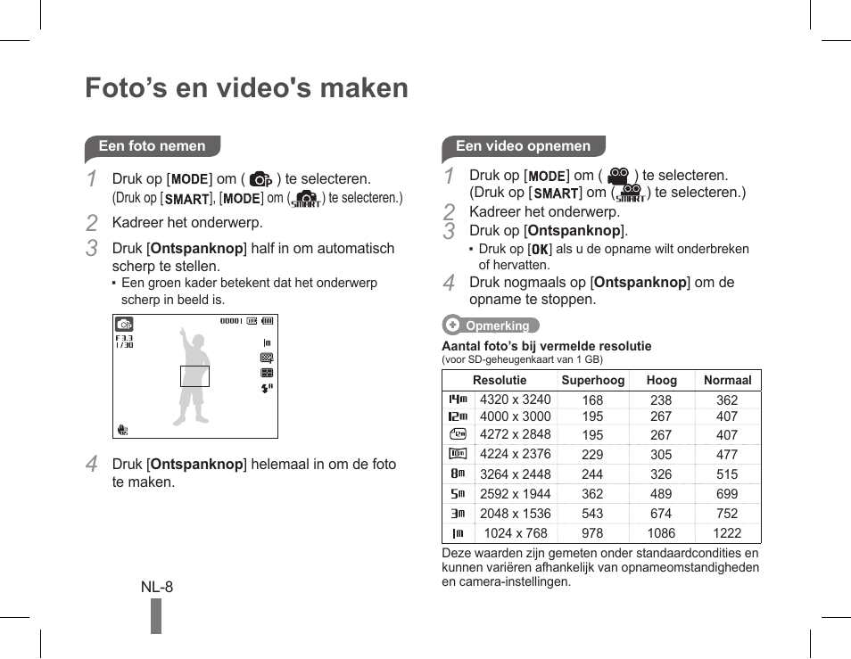 Foto’s en video's maken | Samsung EC-PL200ZBPBUS User Manual | Page 58 / 72