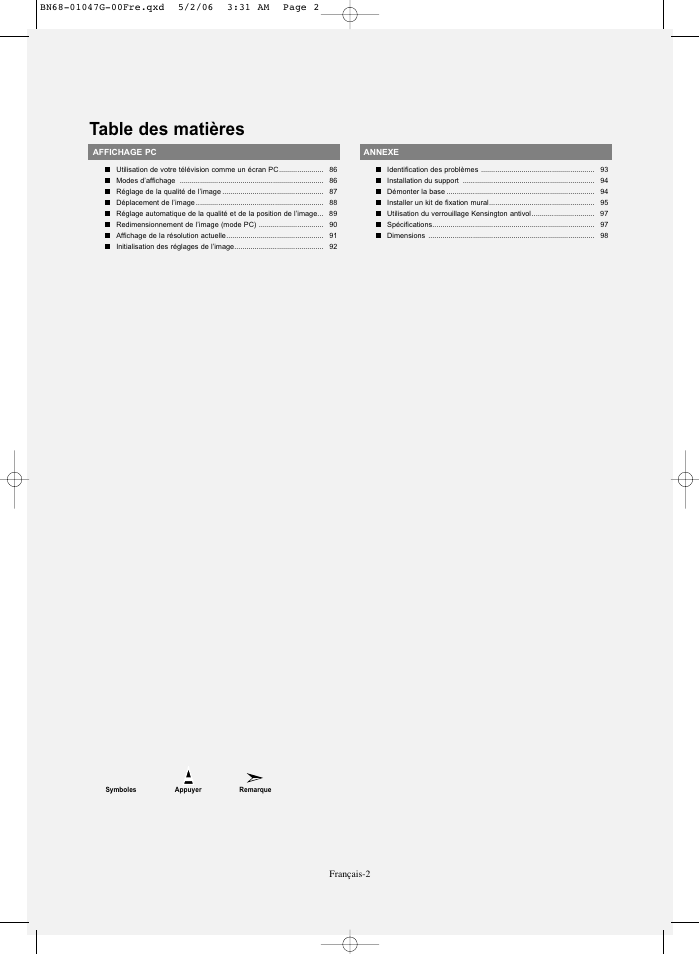 Samsung LNS5797DX-XAA User Manual | Page 104 / 302