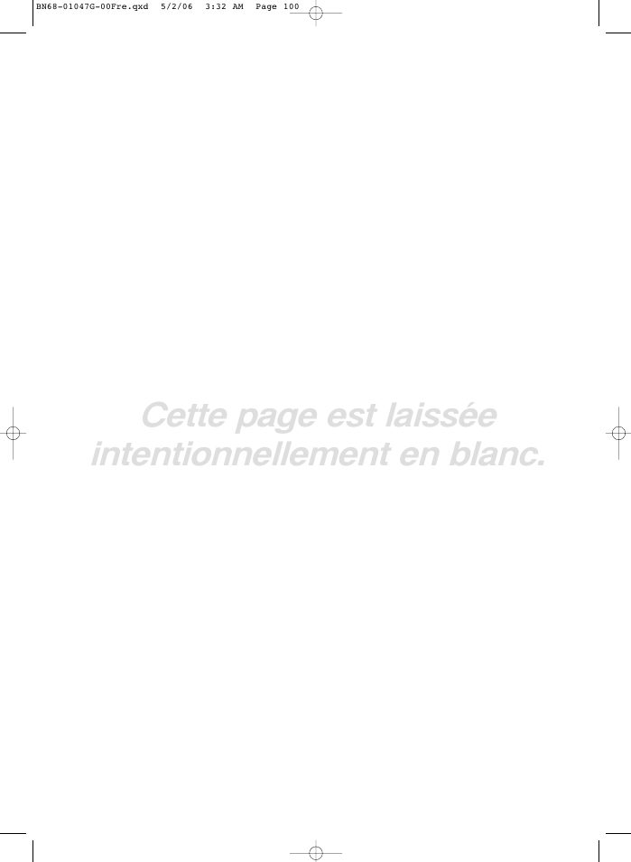 Cette page est laissée intentionnellement en blanc | Samsung LNS5797DX-XAA User Manual | Page 202 / 302