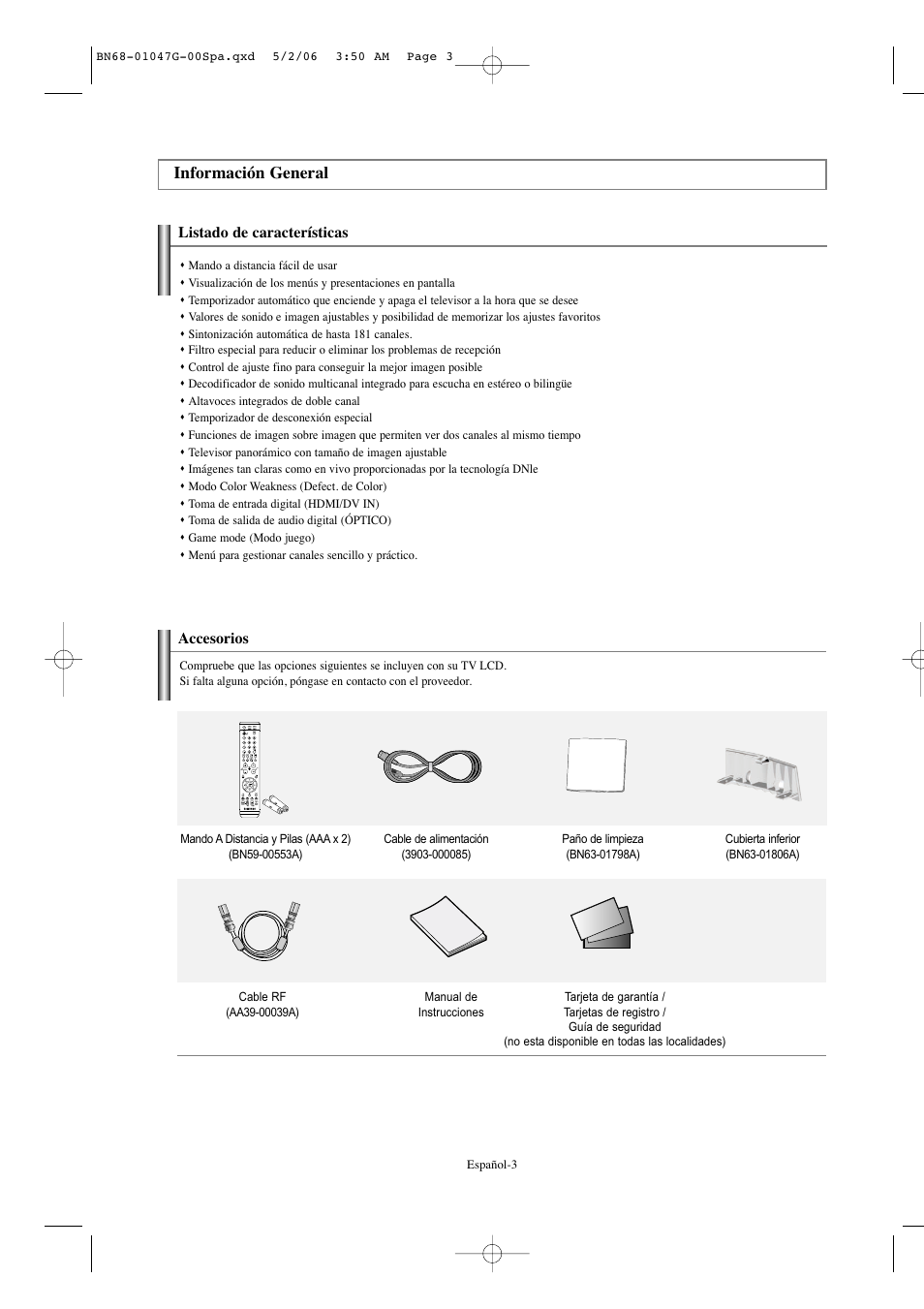 Información general | Samsung LNS5797DX-XAA User Manual | Page 205 / 302