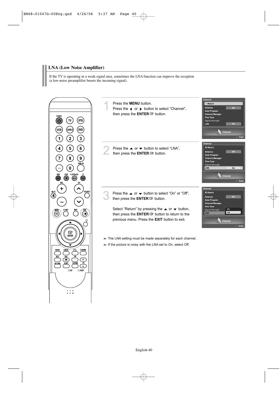 Lna(low noise amplifier) | Samsung LNS5797DX-XAA User Manual | Page 42 / 302