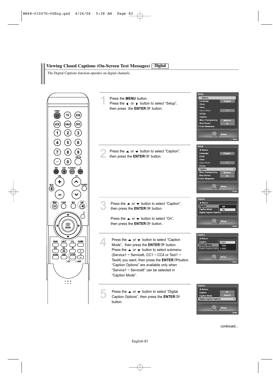 Samsung LNS5797DX-XAA User Manual | Page 85 / 302
