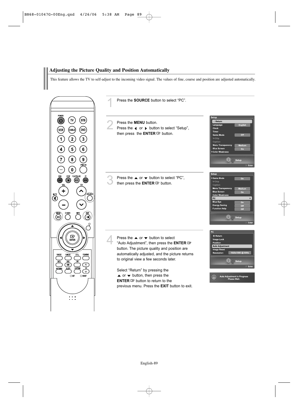 Samsung LNS5797DX-XAA User Manual | Page 91 / 302