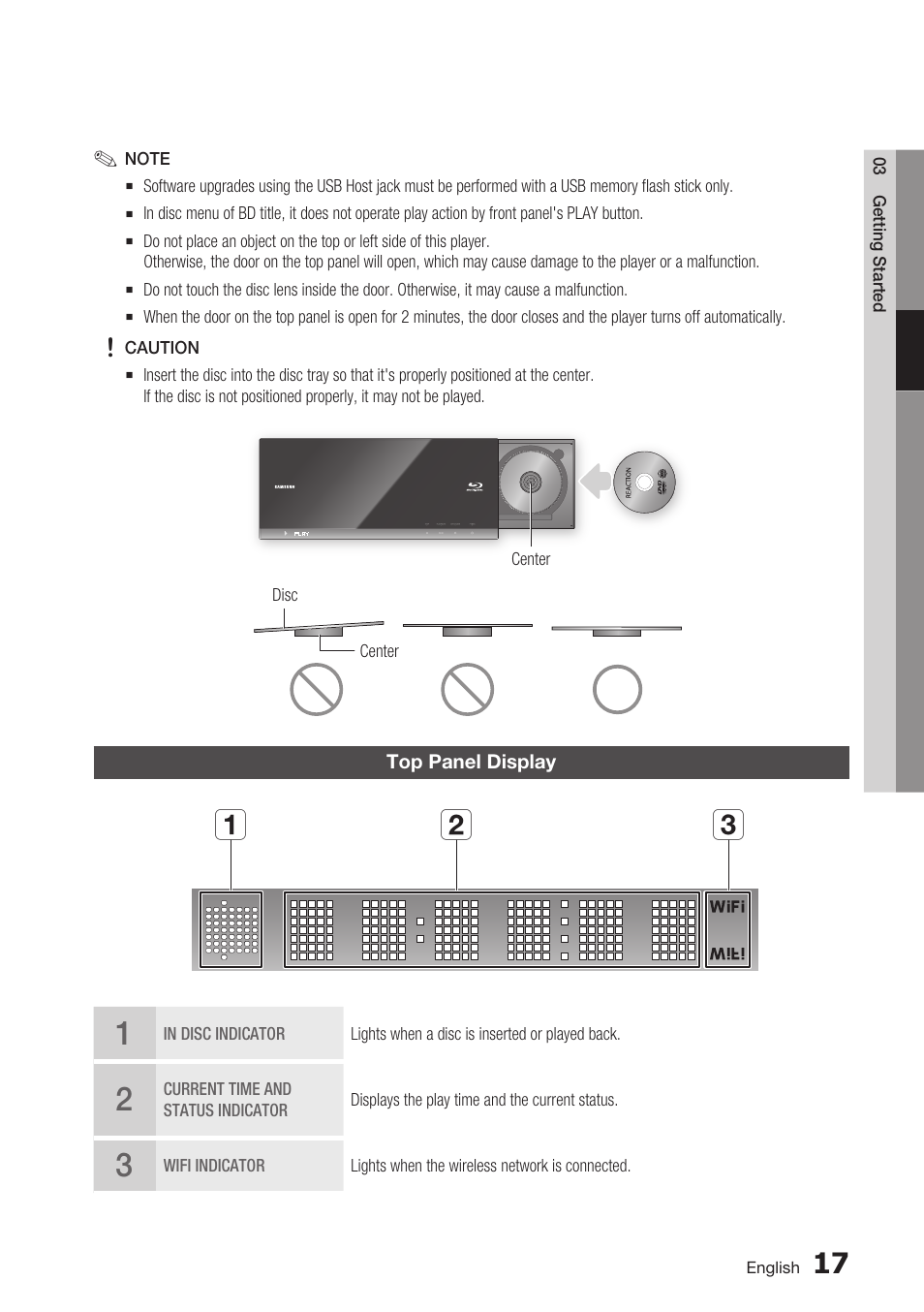 Top panel display, Ab c | Samsung BD-C7500-XAA User Manual | Page 17 / 70