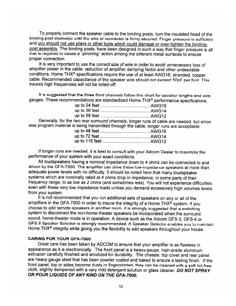 Adcom THX GFA-7000 User Manual | Page 12 / 16