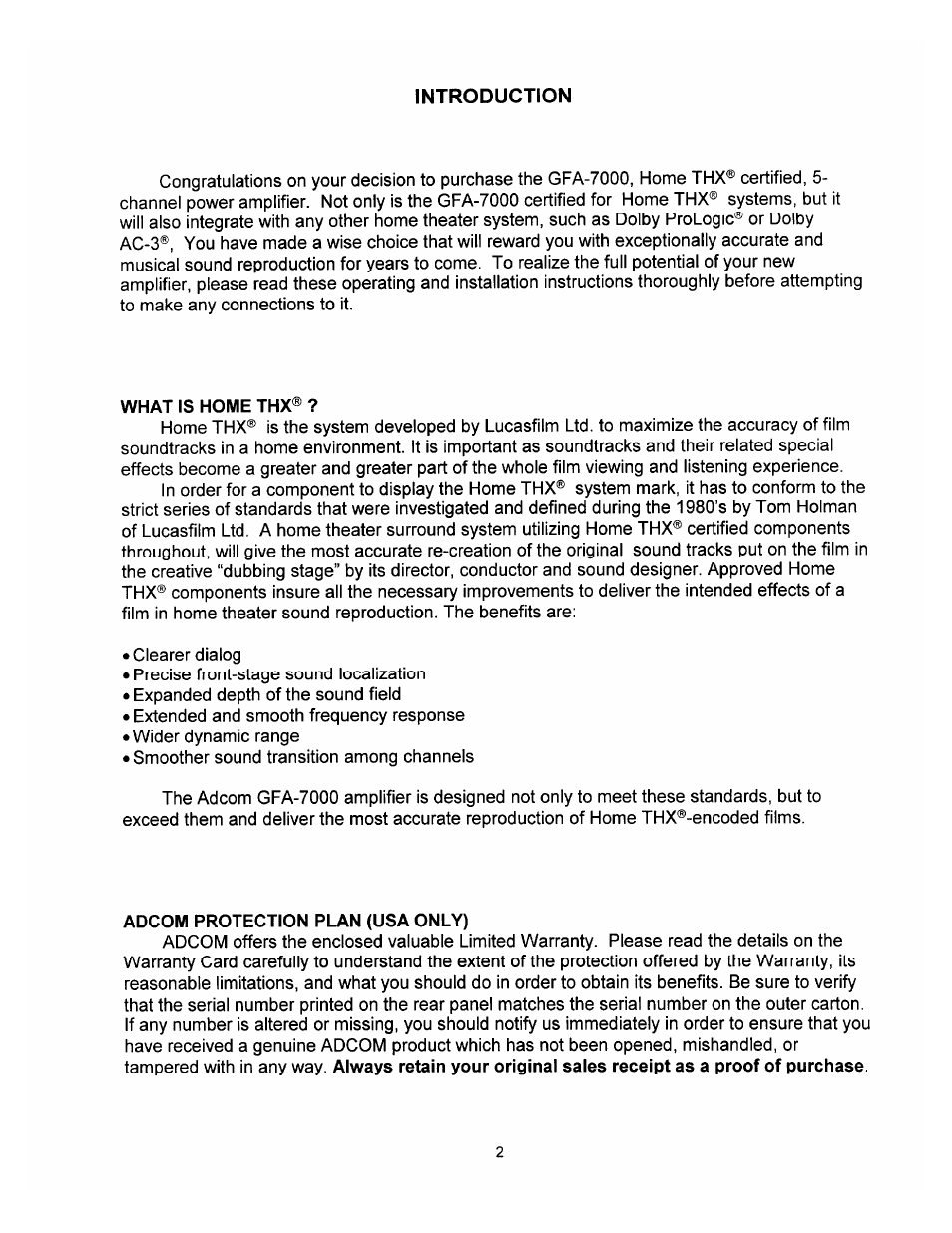 Adcom THX GFA-7000 User Manual | Page 4 / 16