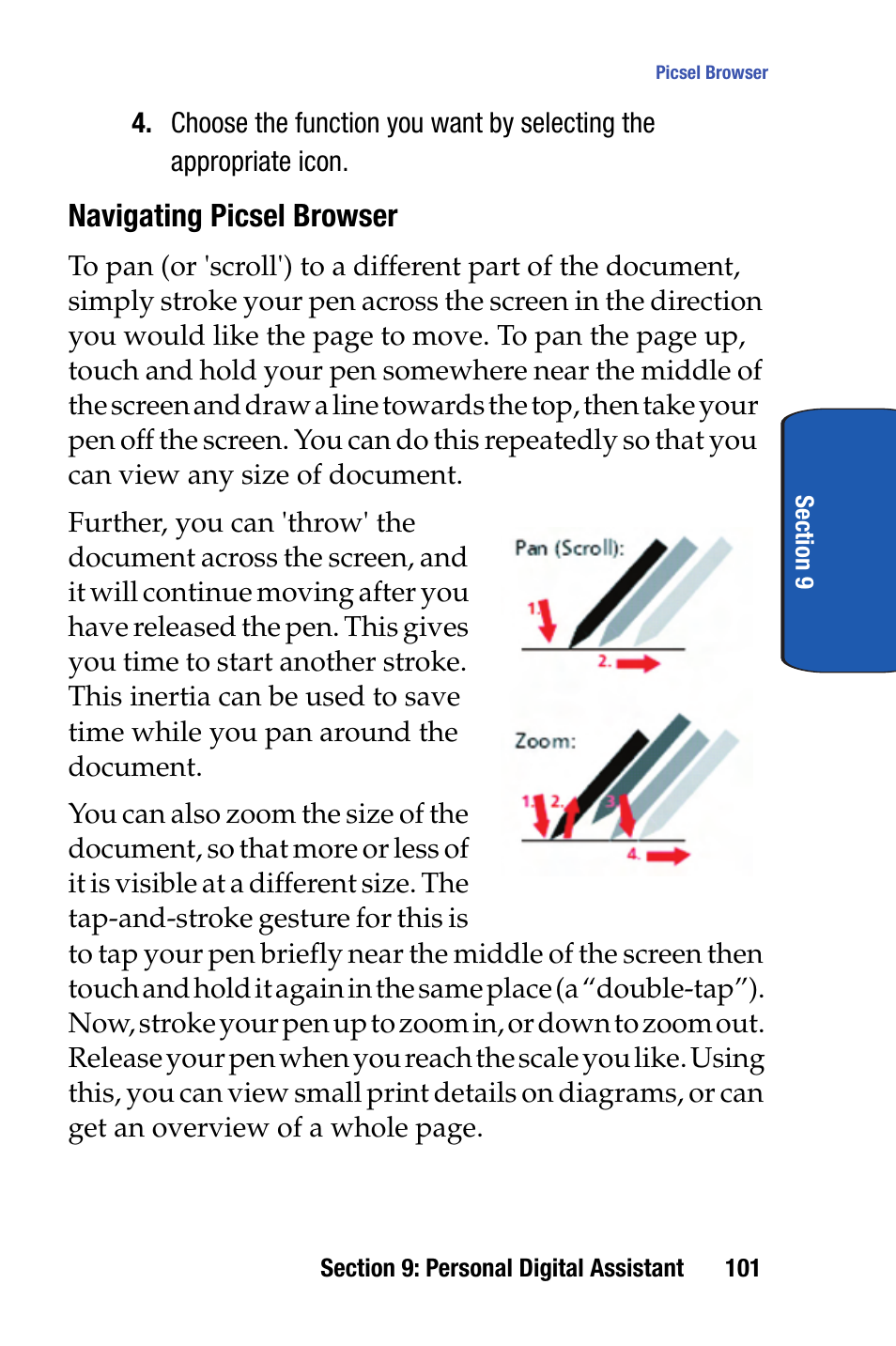 Navigating picsel browser | Samsung SCH-I730ZKVXAR User Manual | Page 101 / 214
