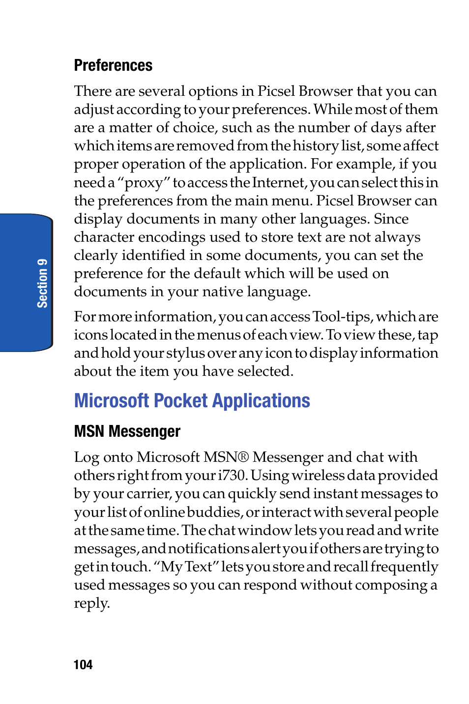 Microsoft pocket applications | Samsung SCH-I730ZKVXAR User Manual | Page 104 / 214