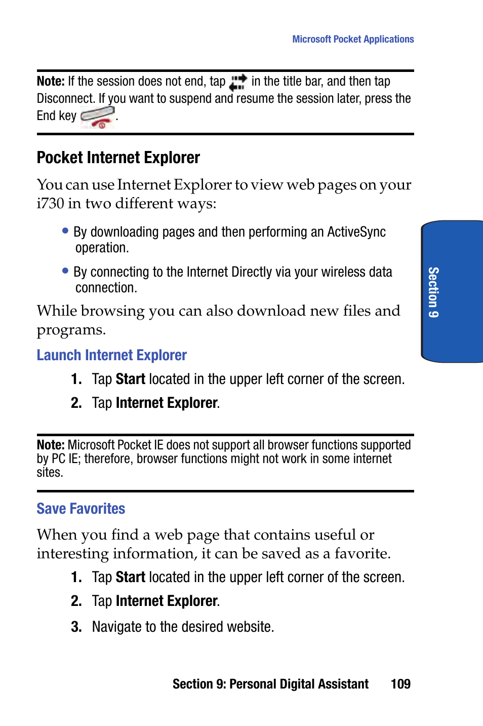Pocket internet explorer | Samsung SCH-I730ZKVXAR User Manual | Page 109 / 214