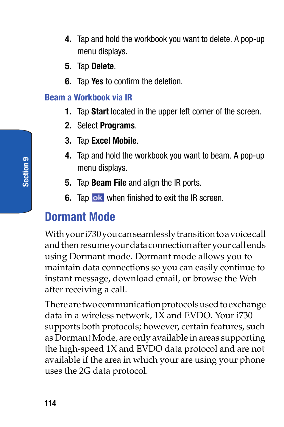 Dormant mode | Samsung SCH-I730ZKVXAR User Manual | Page 114 / 214