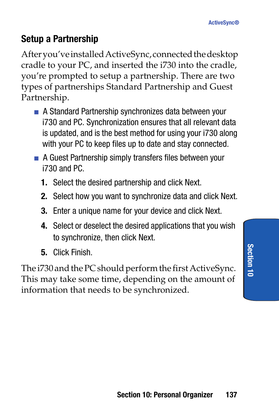 Setup a partnership | Samsung SCH-I730ZKVXAR User Manual | Page 137 / 214