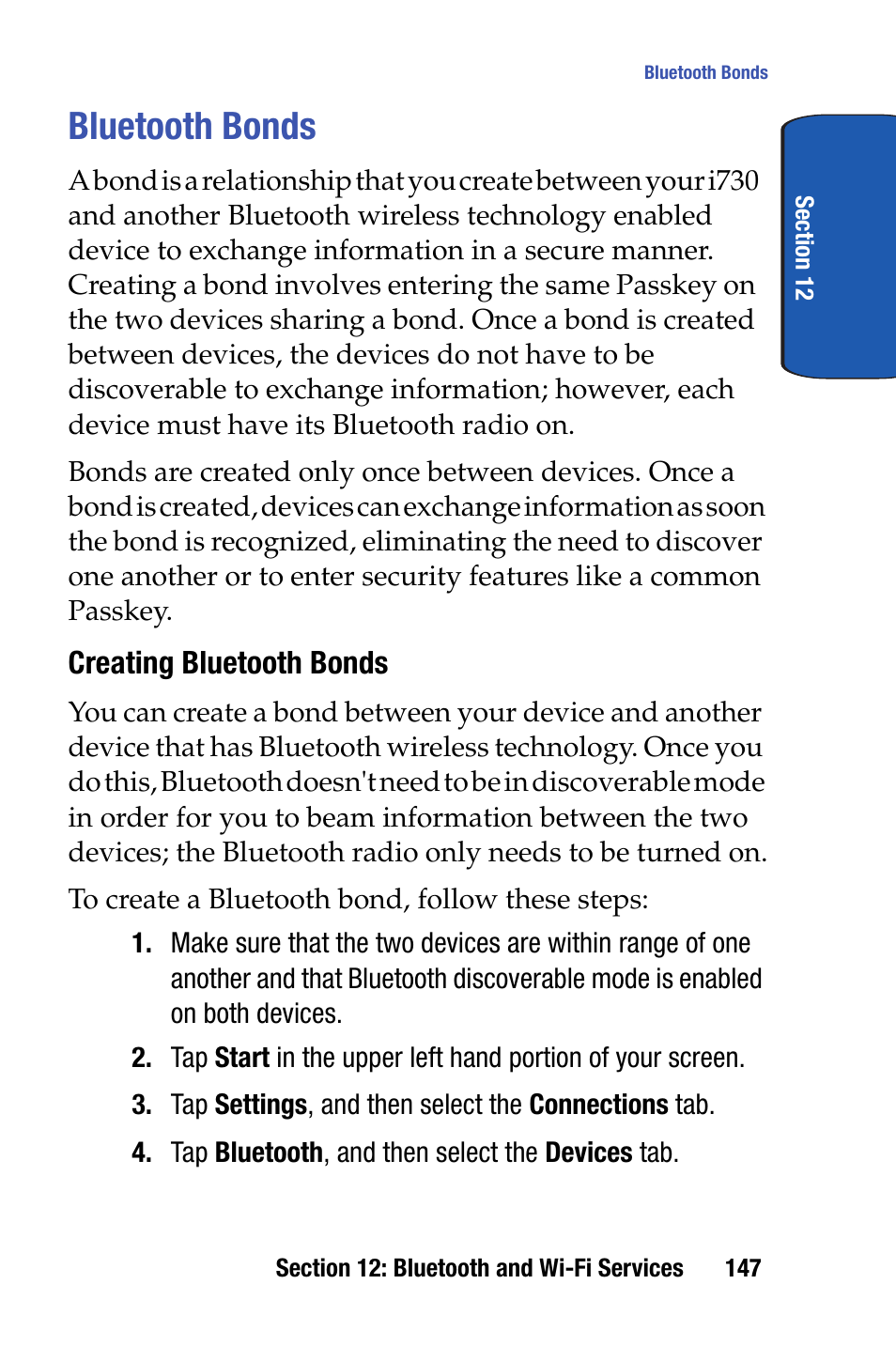 Bluetooth bonds | Samsung SCH-I730ZKVXAR User Manual | Page 147 / 214
