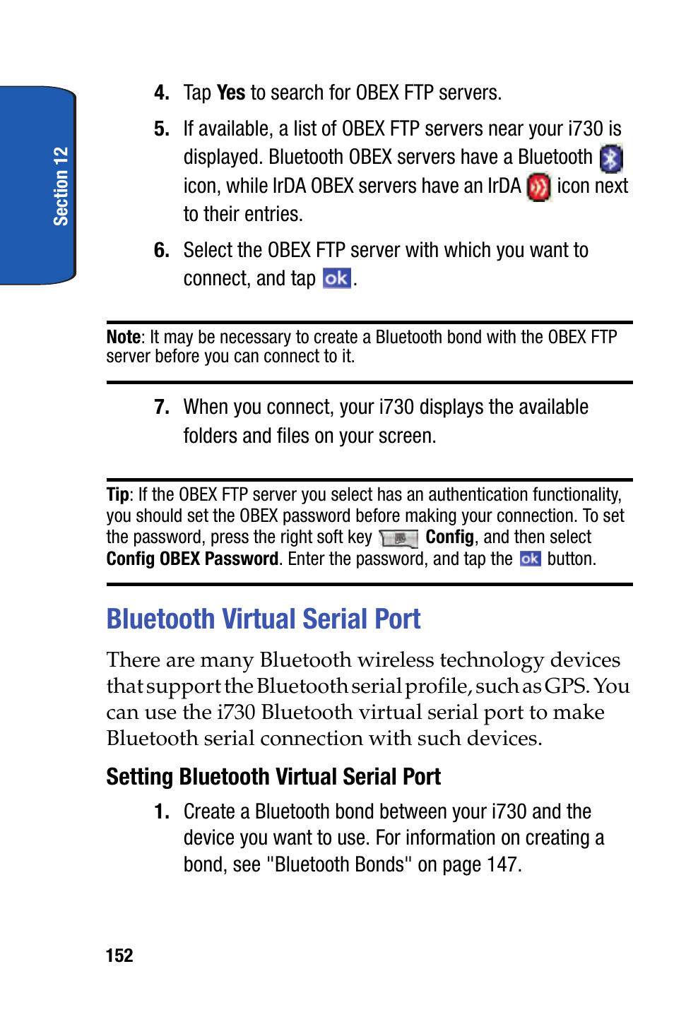 Bluetooth virtual serial port | Samsung SCH-I730ZKVXAR User Manual | Page 152 / 214
