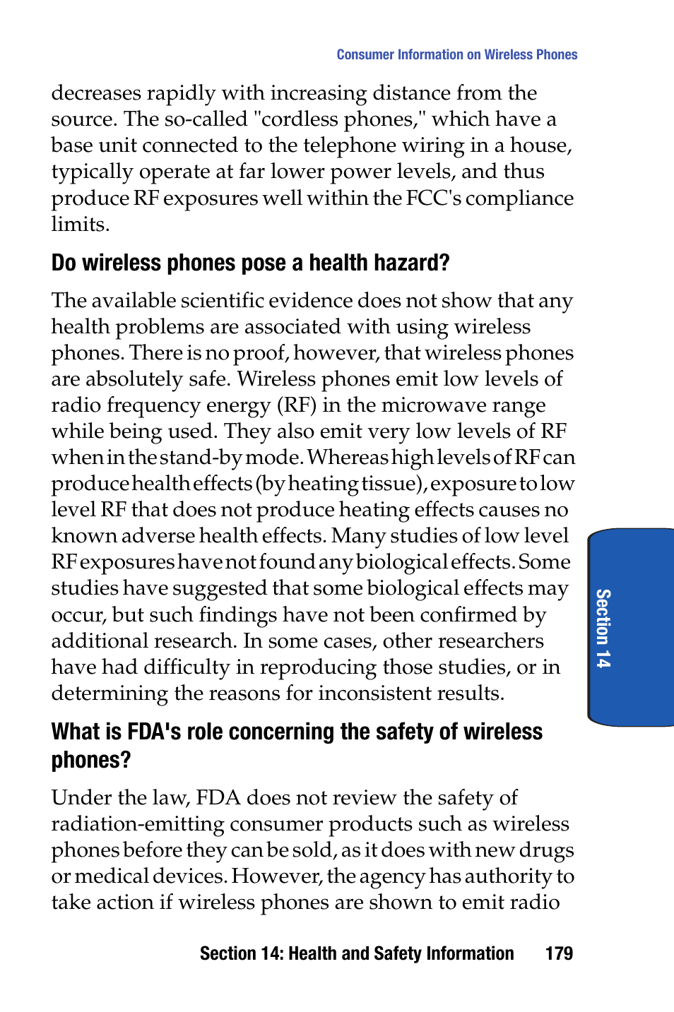 Do wireless phones pose a health hazard | Samsung SCH-I730ZKVXAR User Manual | Page 179 / 214