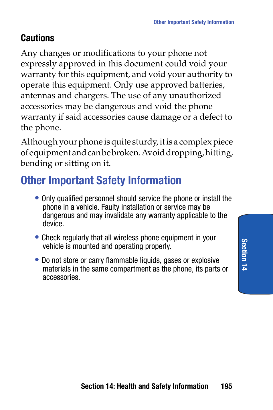 Other important safety information | Samsung SCH-I730ZKVXAR User Manual | Page 195 / 214