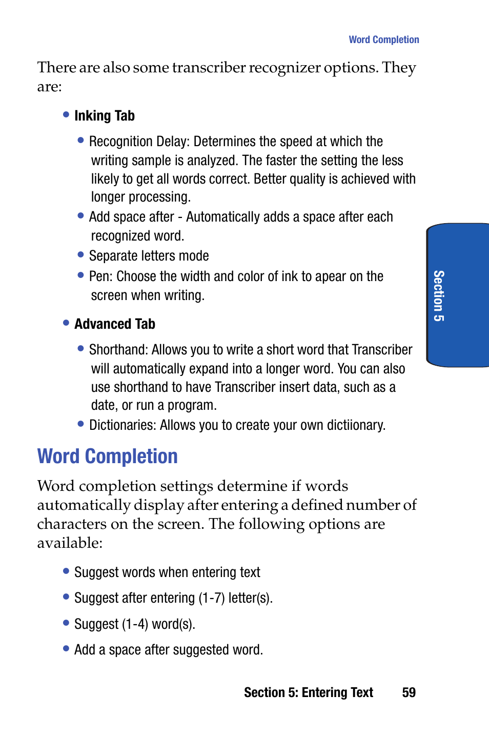 Word completion | Samsung SCH-I730ZKVXAR User Manual | Page 59 / 214