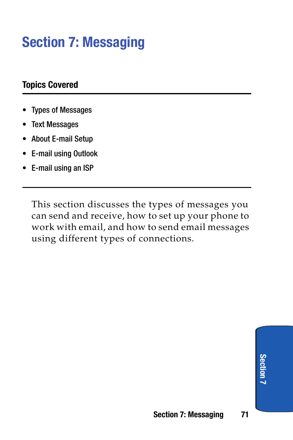 Section 7: messaging | Samsung SCH-I730ZKVXAR User Manual | Page 71 / 214