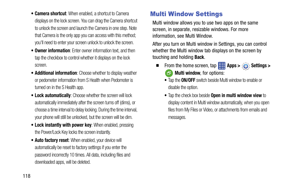 Multi window settings | Samsung SM-G900VZDAVZW User Manual | Page 125 / 167