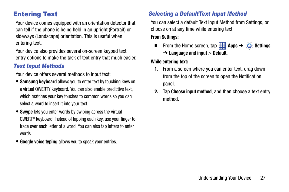 Entering text | Samsung SM-G900VZDAVZW User Manual | Page 34 / 167