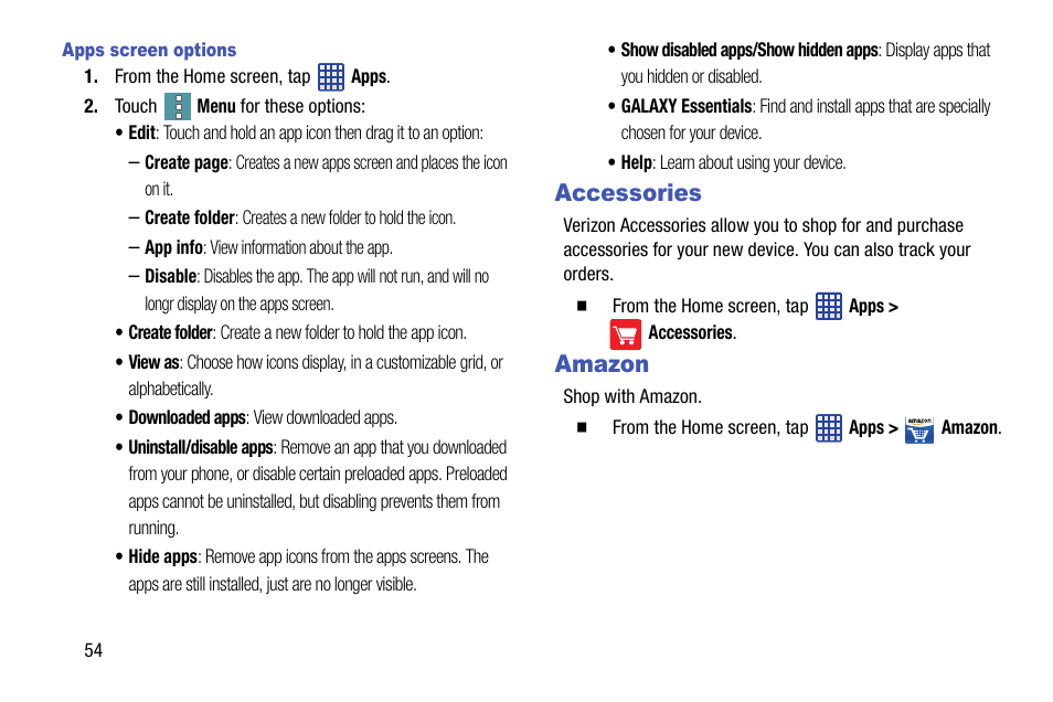 Accessories, Amazon | Samsung SM-G900VZDAVZW User Manual | Page 61 / 167