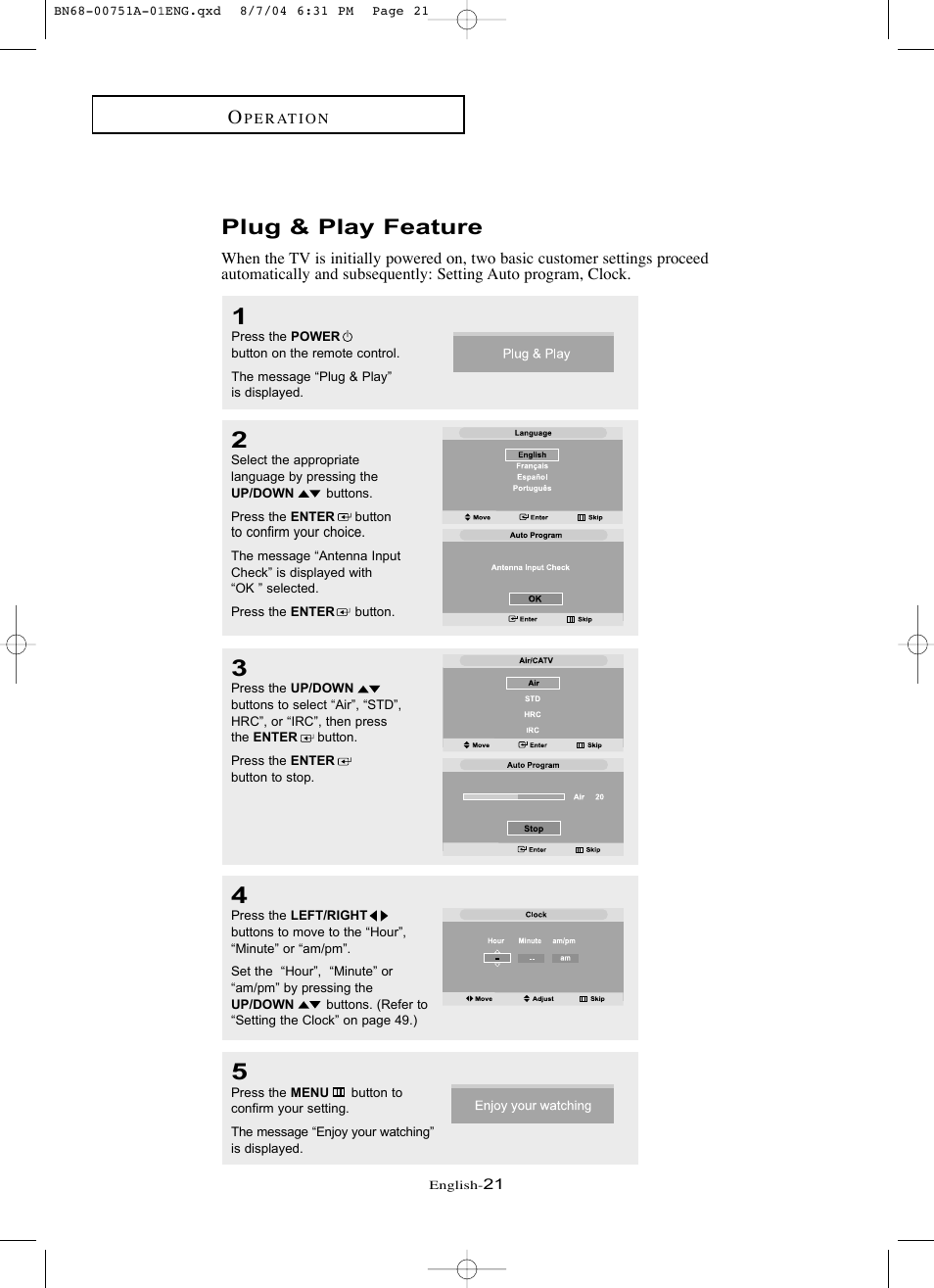 Plug & play feature | Samsung LNP267WX-XAA User Manual | Page 27 / 79