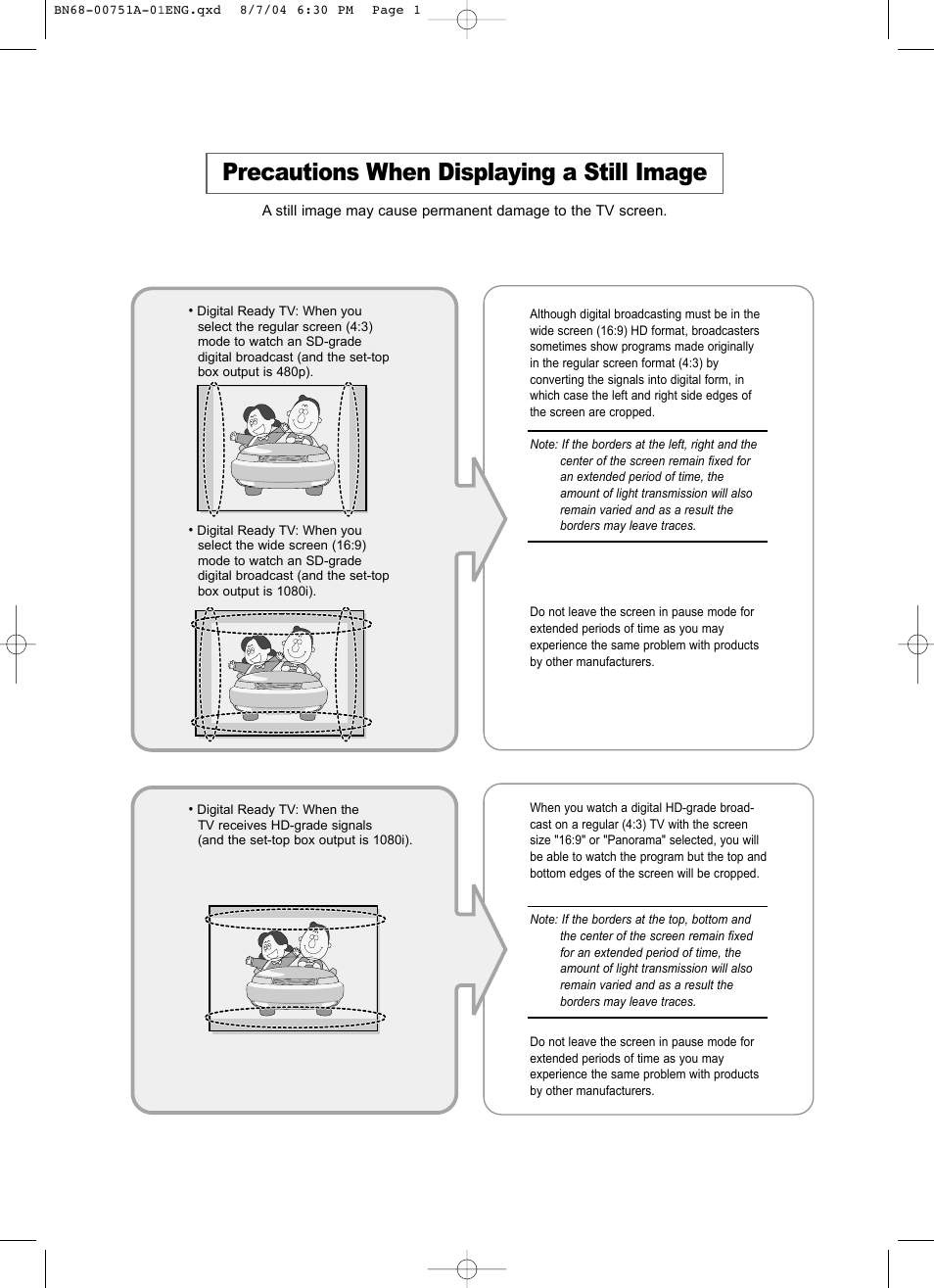 Precautions when using the still image, Precautions when displaying a still image | Samsung LNP267WX-XAA User Manual | Page 3 / 79