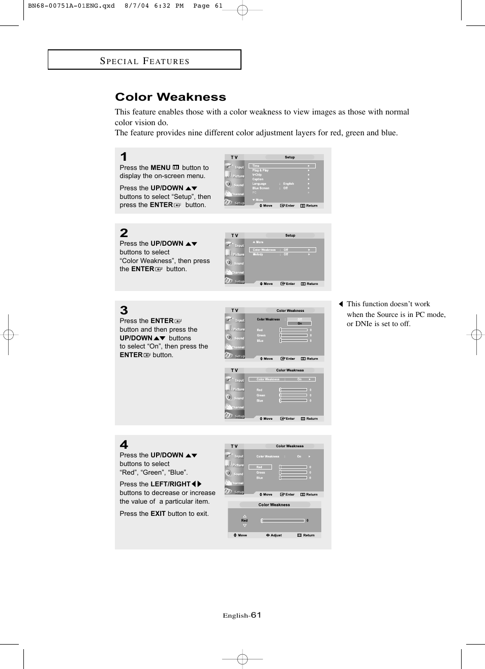 Color weakness | Samsung LNP267WX-XAA User Manual | Page 67 / 79