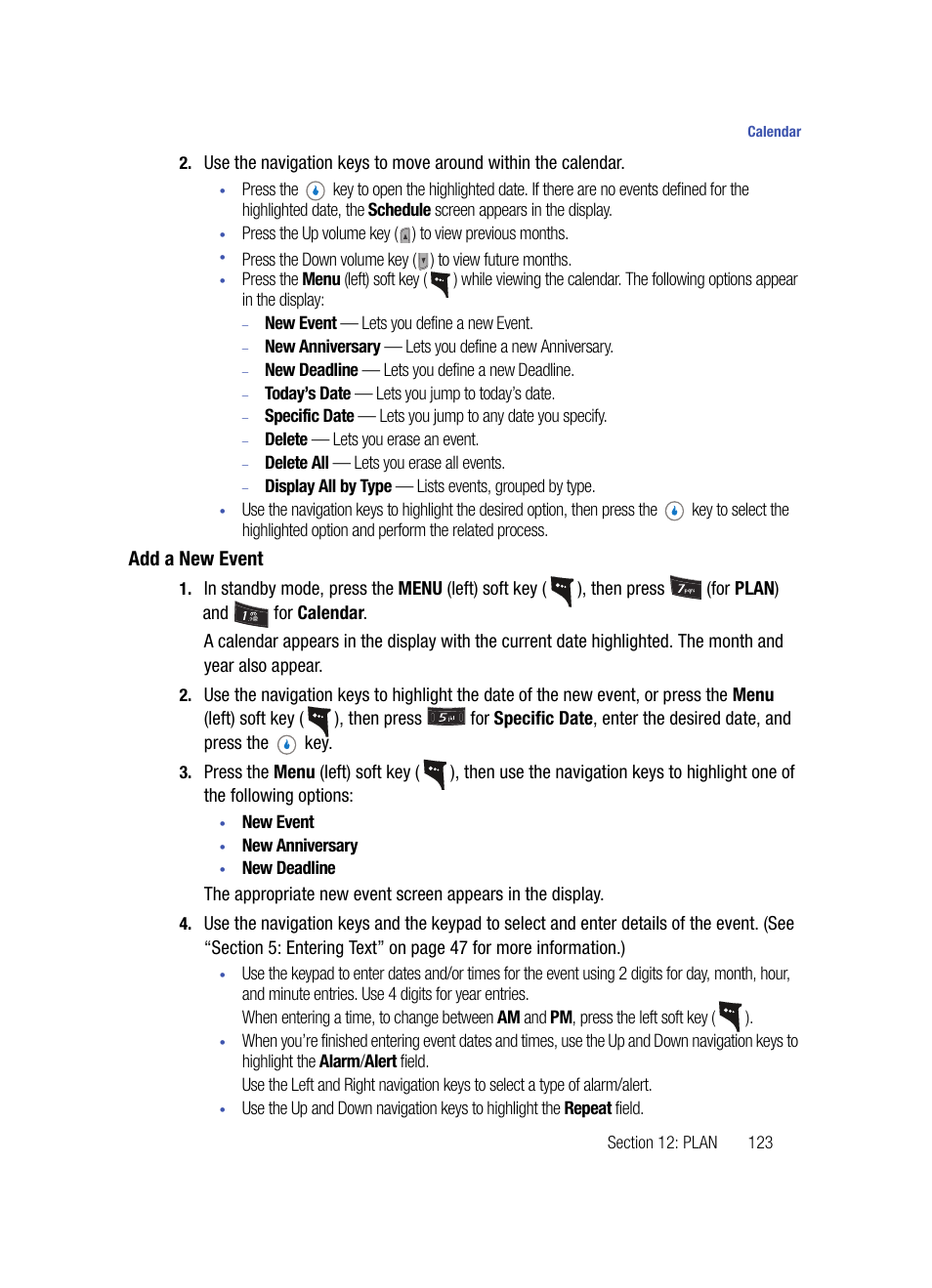 Add a new event | Samsung SPH-A503ZKASKE User Manual | Page 123 / 176