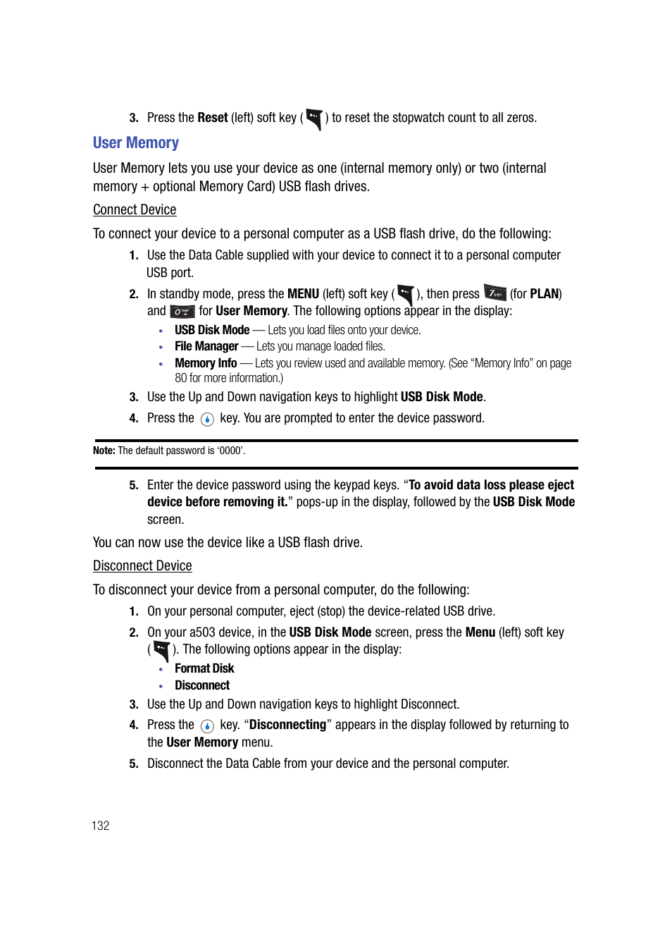 User memory | Samsung SPH-A503ZKASKE User Manual | Page 132 / 176