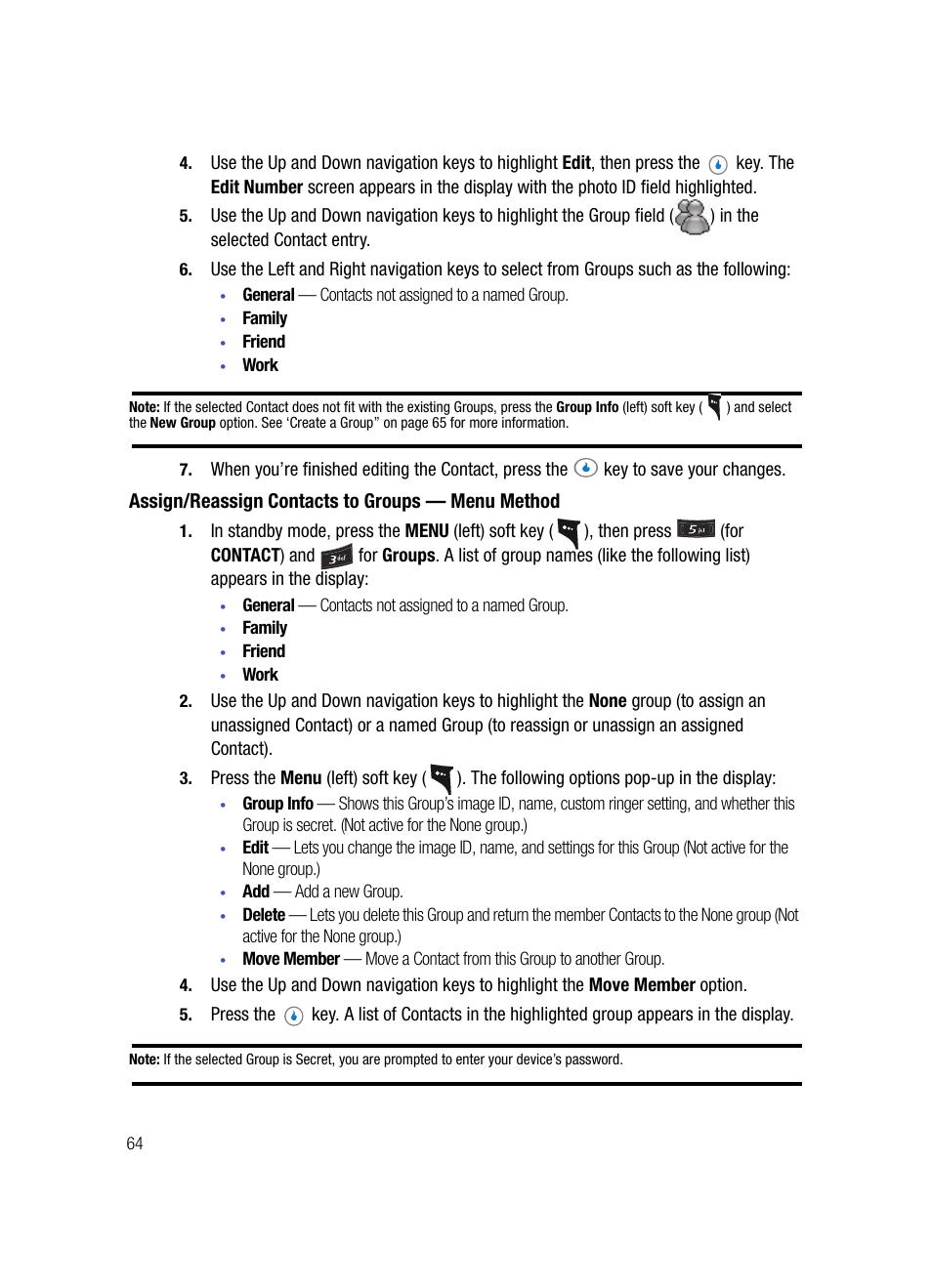 Assign/reassign contacts to groups - menu method | Samsung SPH-A503ZKASKE User Manual | Page 64 / 176