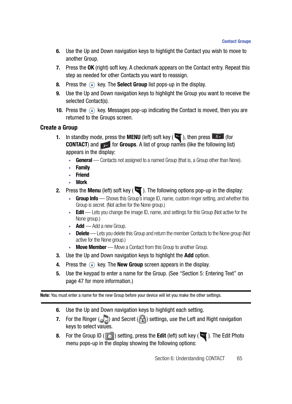 Create a group | Samsung SPH-A503ZKASKE User Manual | Page 65 / 176