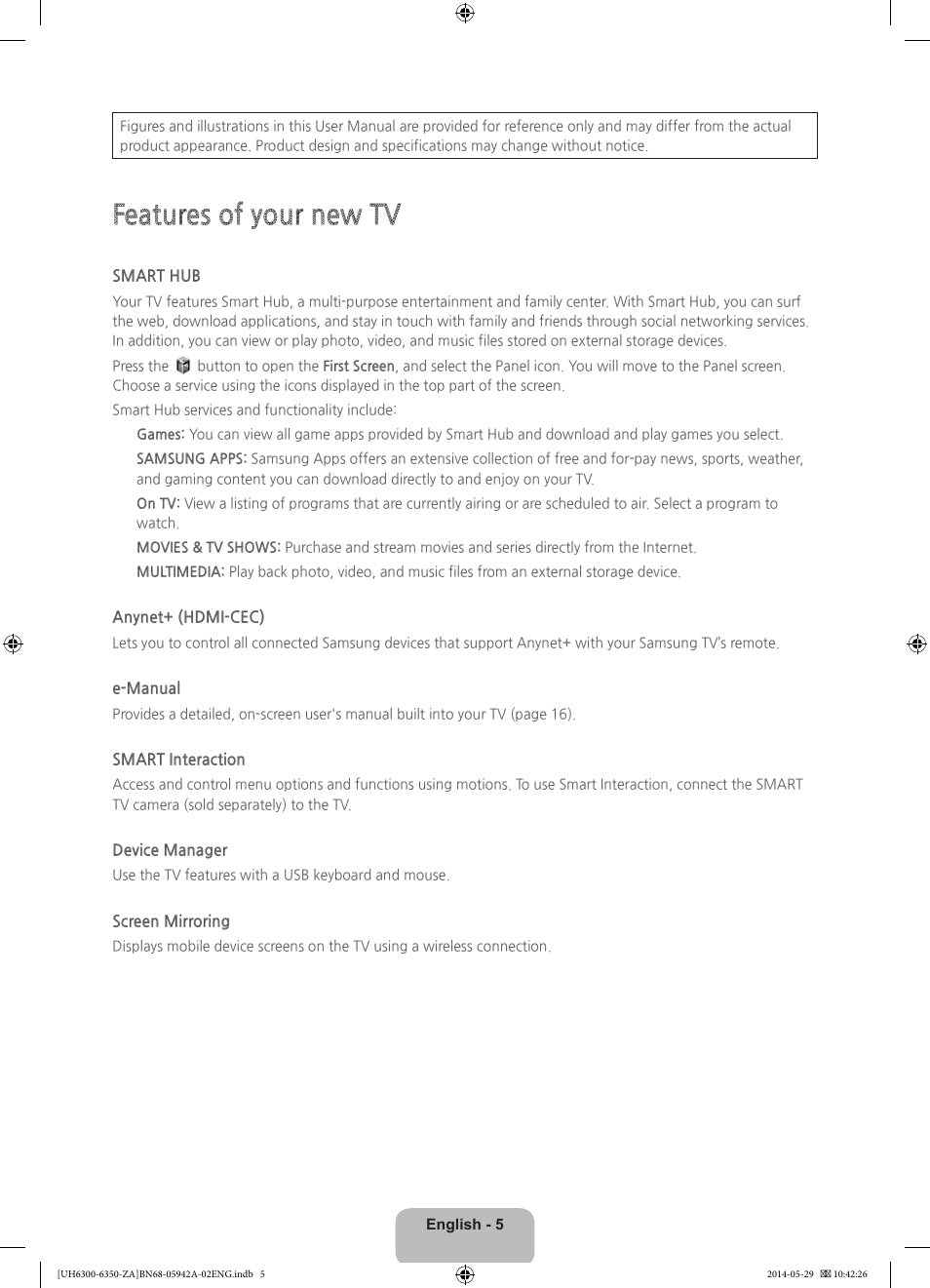 Features of your new tv | Samsung UN75H6350AFXZA User Manual | Page 5 / 34