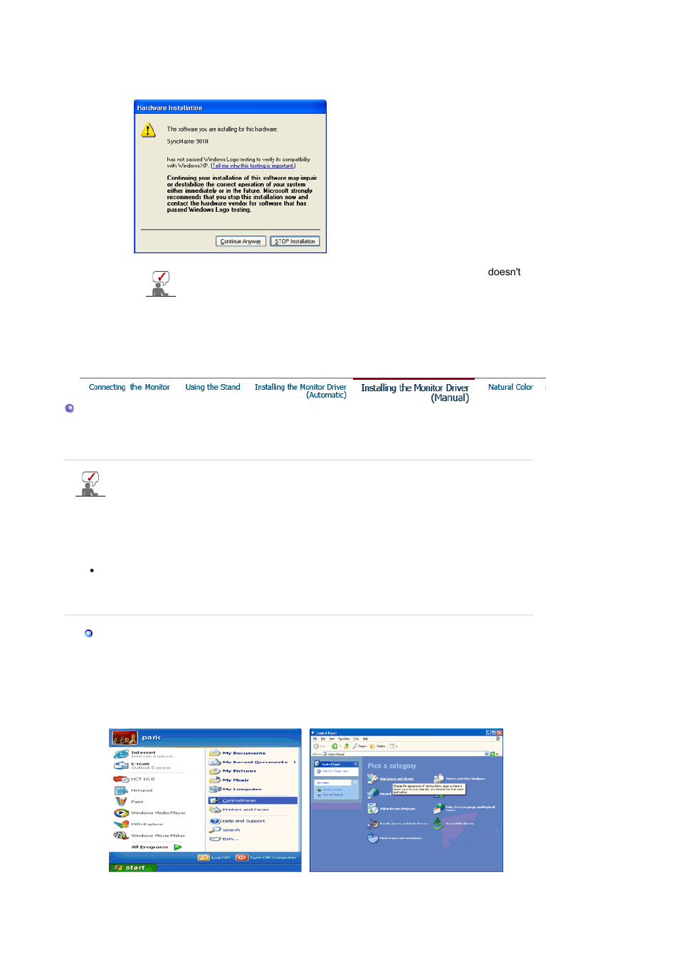 Installing the monitor driver(manual) | Samsung LS19HAXBBQ-XAA User Manual | Page 17 / 77