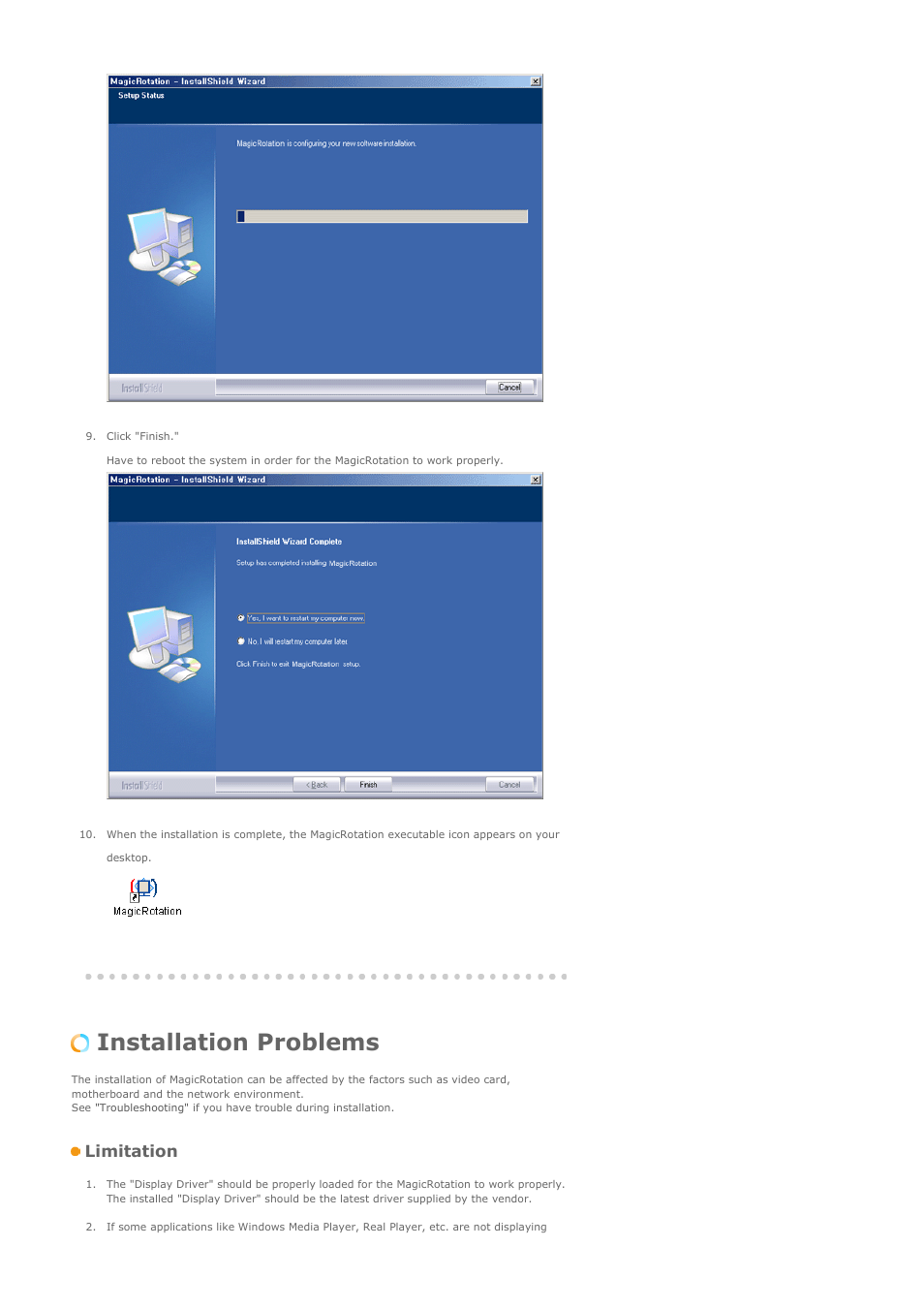 Installation problems, Limitation | Samsung LS19HAXBBQ-XAA User Manual | Page 50 / 77
