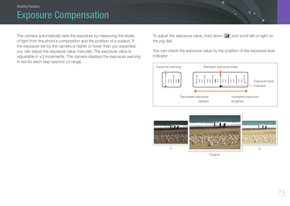 Exposure compensation | Samsung EV-NX100ZBABUS User Manual | Page 76 / 137
