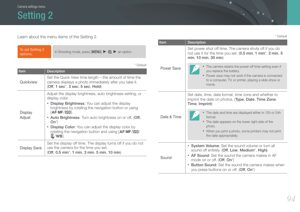 Setting 2 | Samsung EV-NX100ZBABUS User Manual | Page 95 / 137