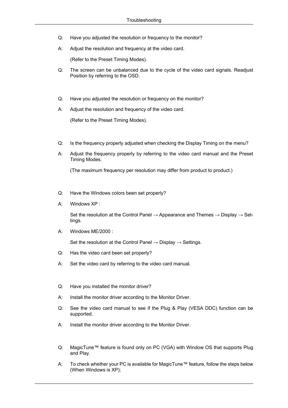 Led is blinking but no images on the screen, Check when magictune™ does not function properly | Samsung LS23MYZKBQA-ZC User Manual | Page 15 / 17