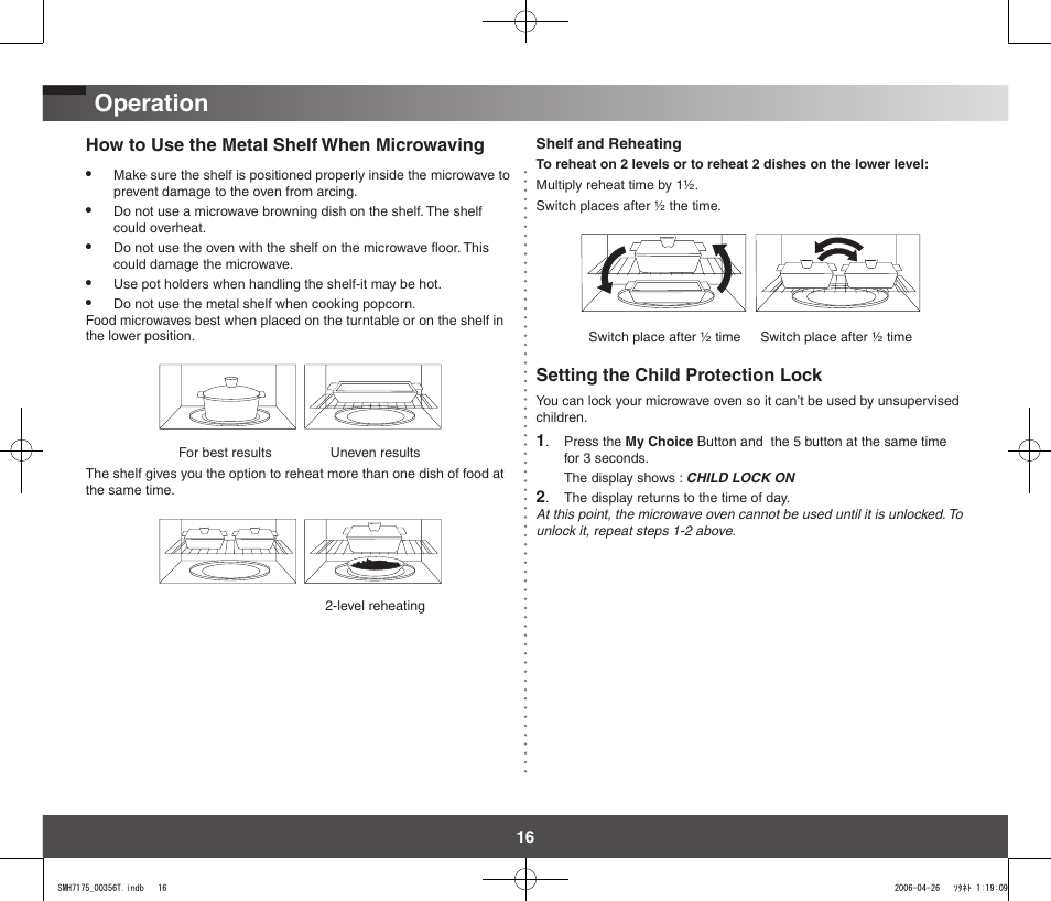 Operation | Samsung SMH7178STF-XAC User Manual | Page 16 / 34