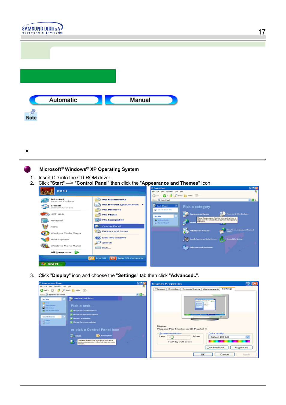 Installing the monitor driver, Setup | Samsung PN19LU9L User Manual | Page 17 / 61
