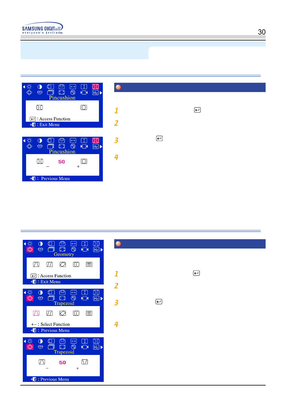 Menu how to adjust, On screen display (osd) menu system | Samsung PN19LU9L User Manual | Page 30 / 61