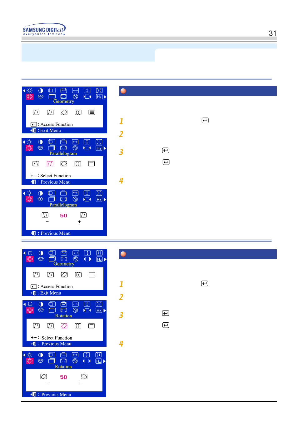 Menu how to adjust, On screen display (osd) menu system | Samsung PN19LU9L User Manual | Page 31 / 61