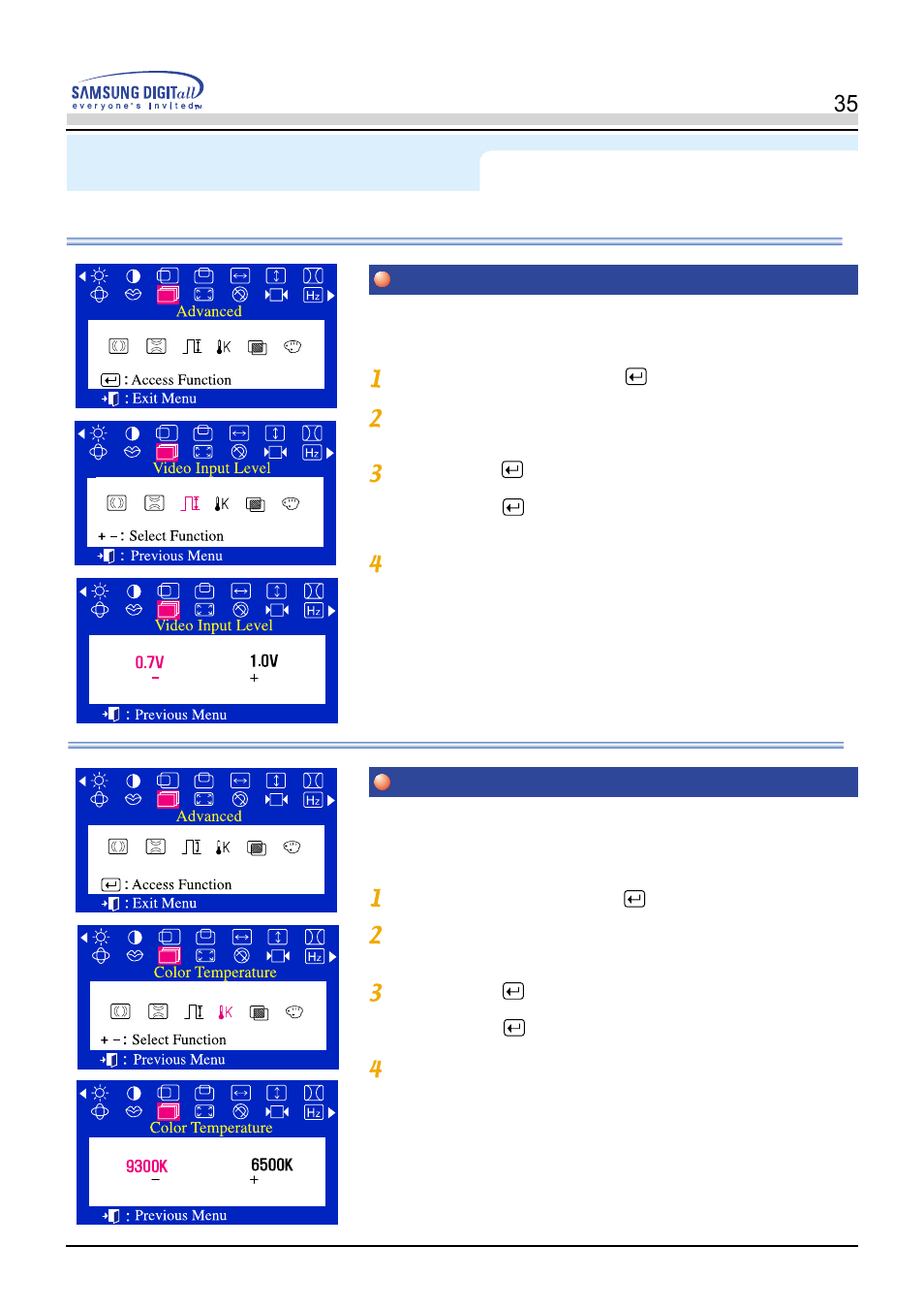 Menu how to adjust, On screen display (osd) menu system | Samsung PN19LU9L User Manual | Page 35 / 61