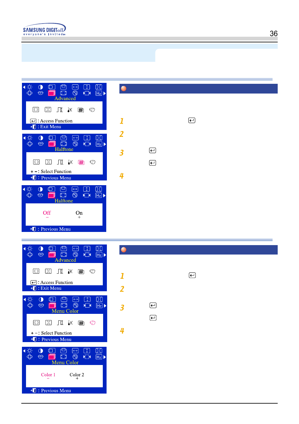Menu how to adjust | Samsung PN19LU9L User Manual | Page 36 / 61