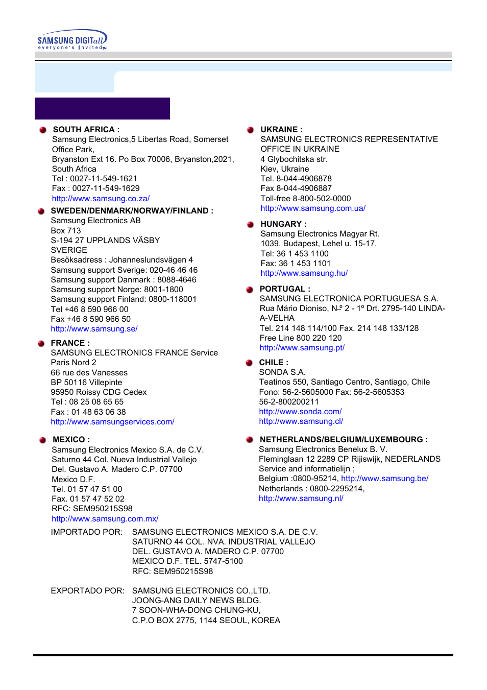 Service, Information | Samsung PN19LU9L User Manual | Page 51 / 61