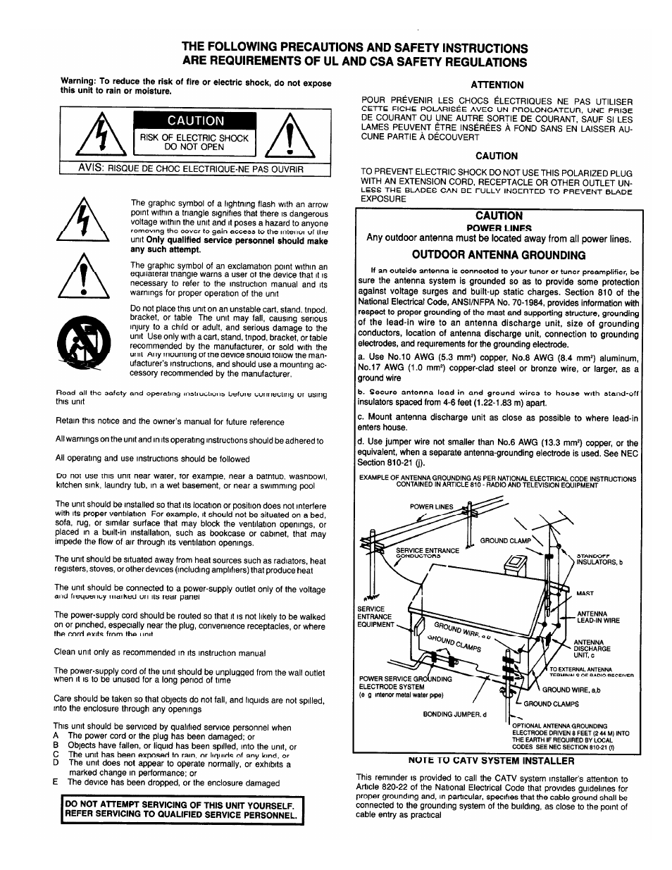 Caution | Adcom GSP-560 User Manual | Page 2 / 14