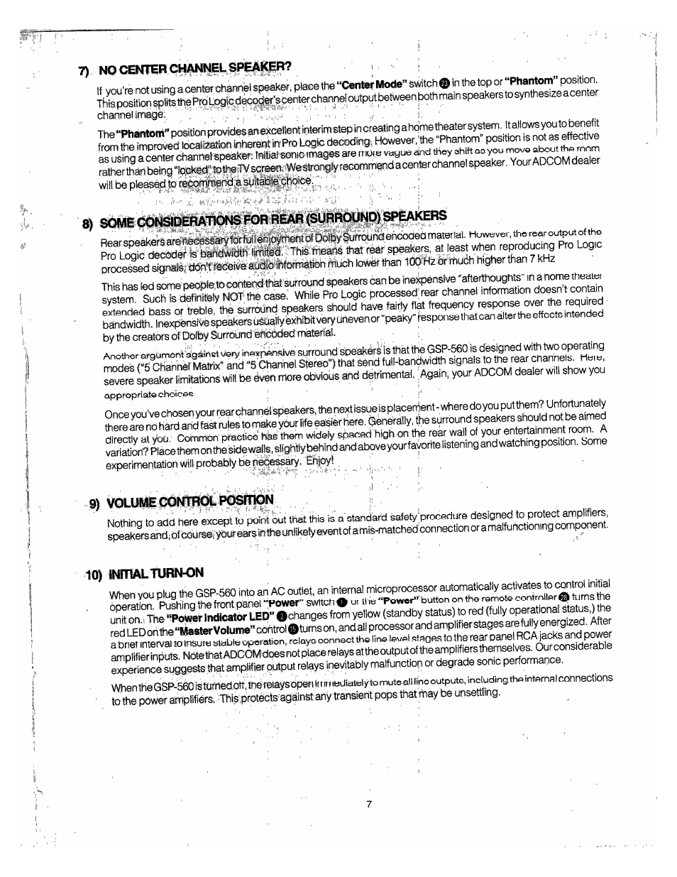 Wolumisiq«^^ : ' y, 10) iwmlturn-on | Adcom GSP-560 User Manual | Page 9 / 14