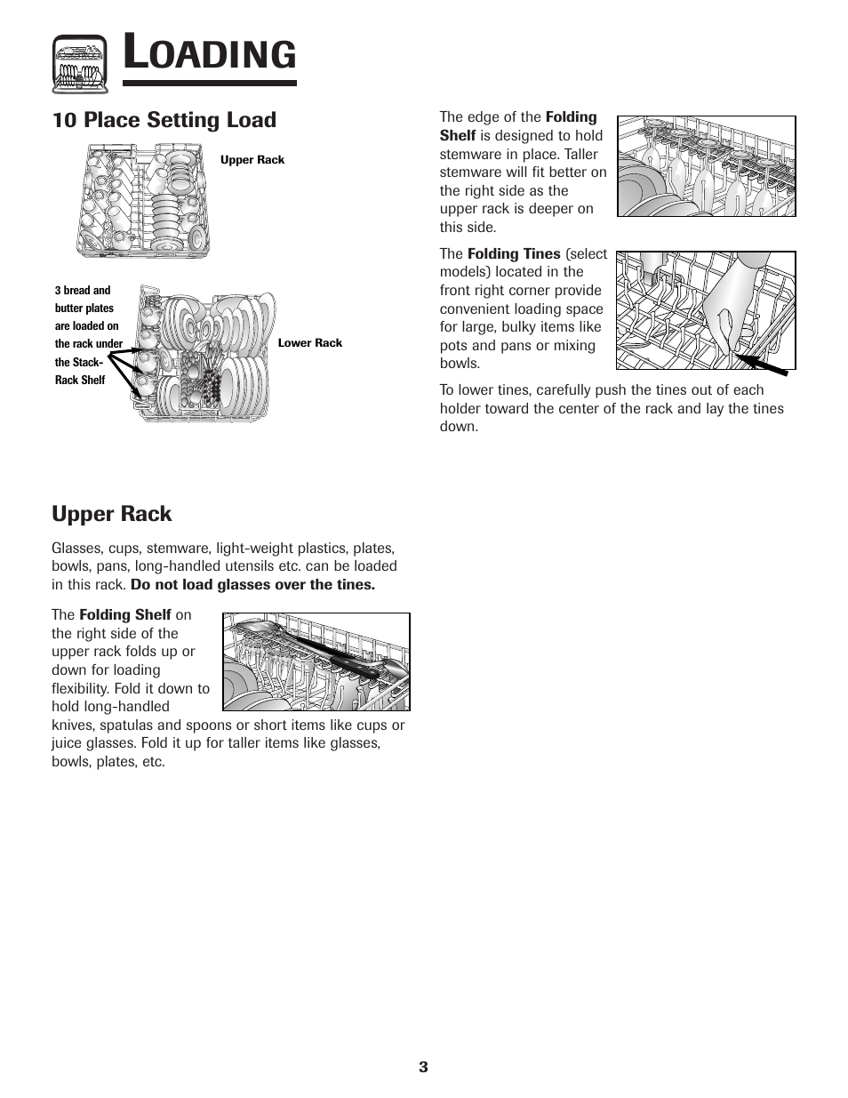 Loading, Oading, 10 place setting load upper rack | Samsung DB5710DT User Manual | Page 4 / 17