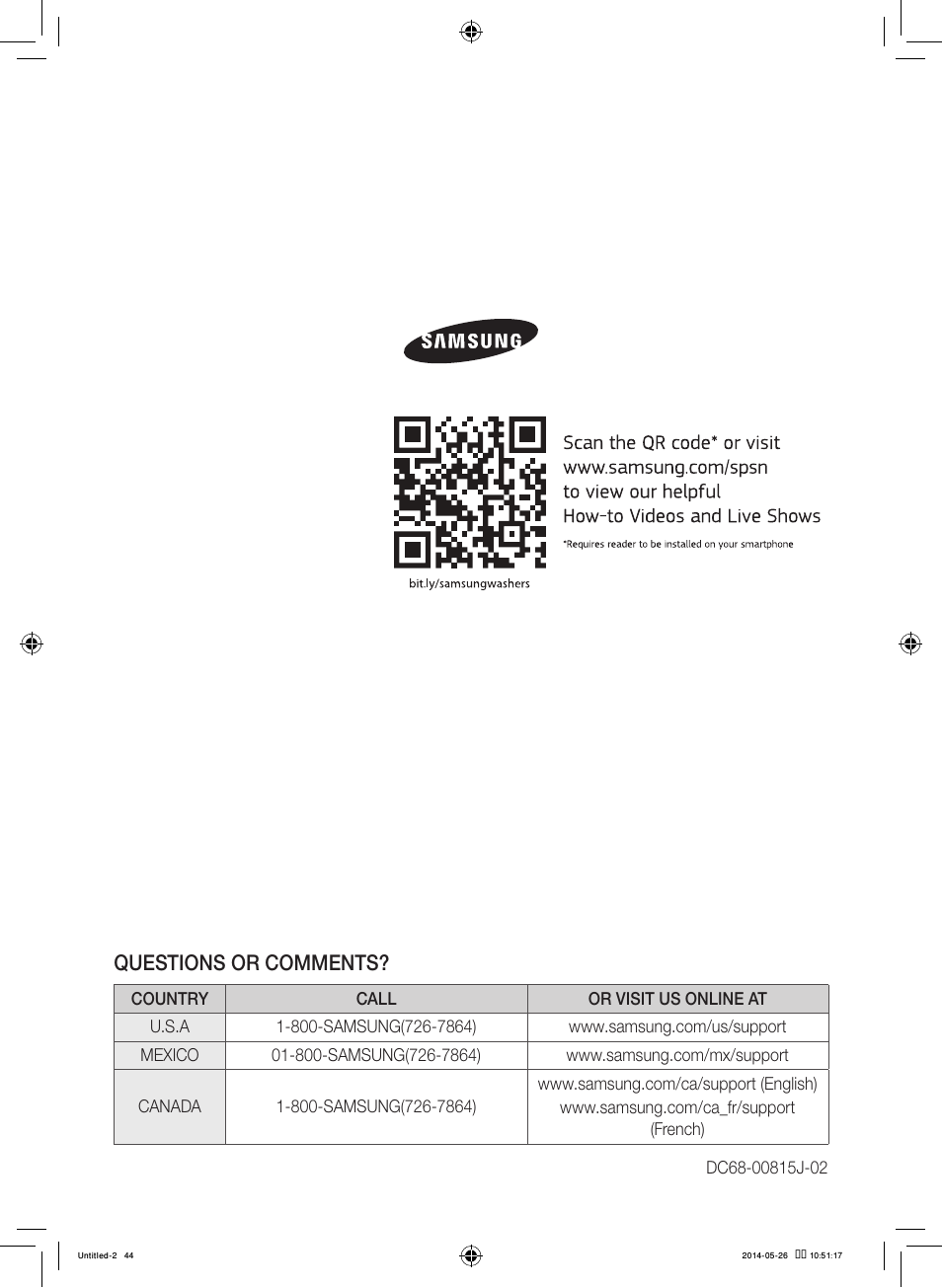 Questions or comments | Samsung WB09H7300GP-A1 User Manual | Page 44 / 132