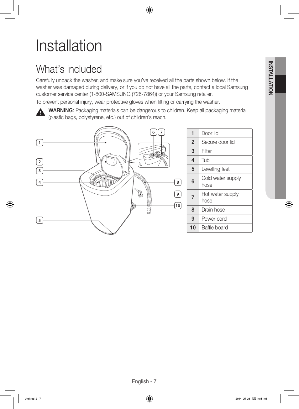 Installation, What’s included | Samsung WB09H7300GP-A1 User Manual | Page 7 / 132