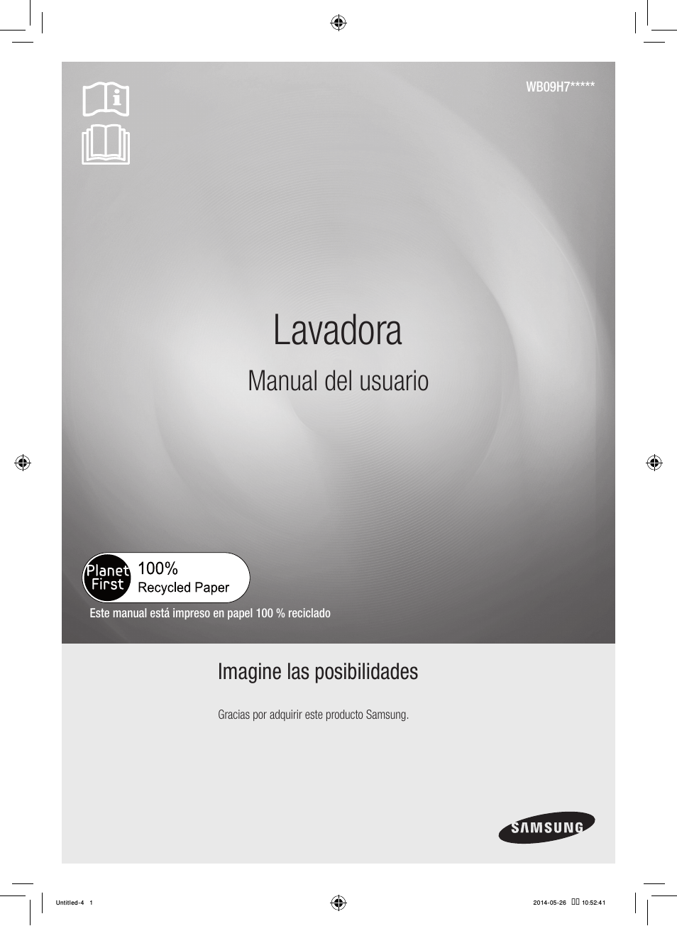 Lavadora, Manual del usuario, Imagine las posibilidades | Samsung WB09H7300GP-A1 User Manual | Page 89 / 132